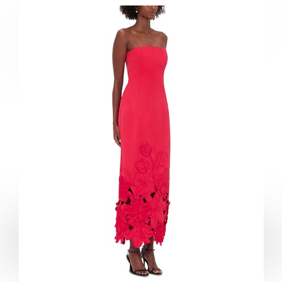 Leo Lin Rayna Appliqué Bustier Maxi Dress Rose Bright Pink Size 12 NWT - Picture 3 of 5